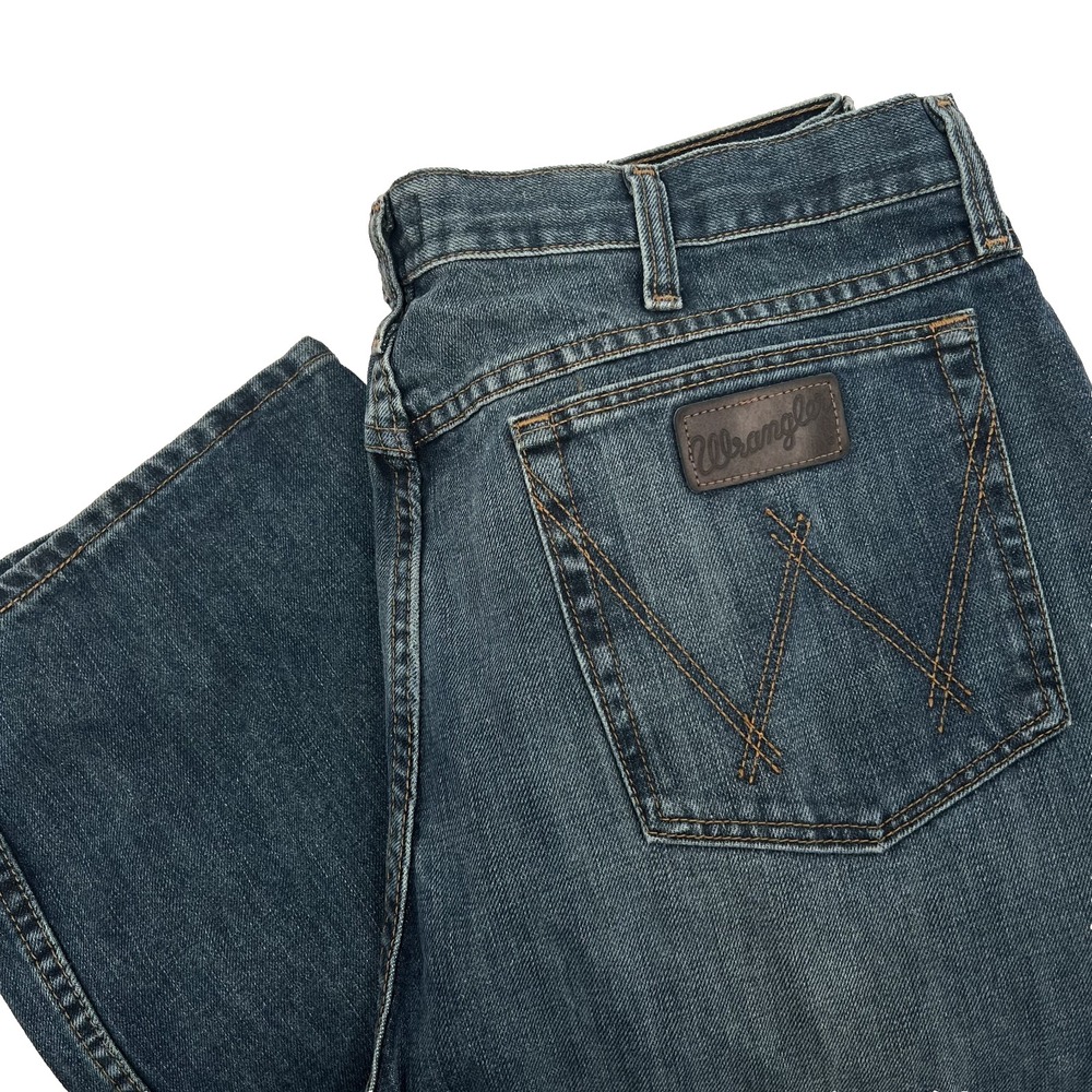 WRANGLER 20X Men's 36x36 Medium-Wash Straight-Leg Western Denim Blue Jeans-READ!